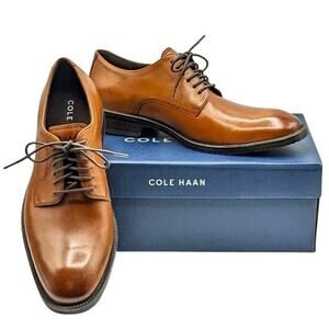 Cole Haan Men’s Leather Modern Essentials Plain Toe Oxford Shoe British brown